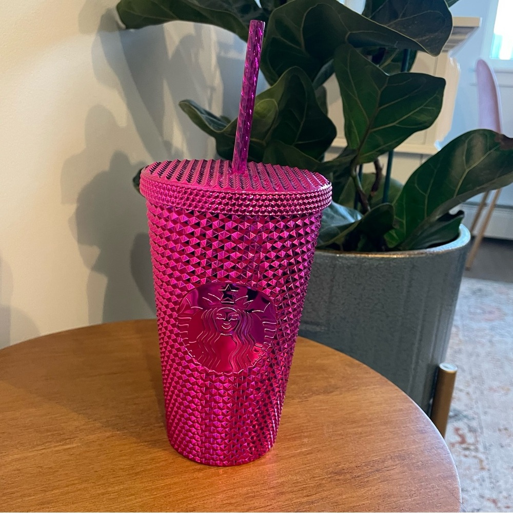 NWT Starbucks 2022 Sangria Berry Bling 16 0z Grande Size Studded Tumbler (Pink)